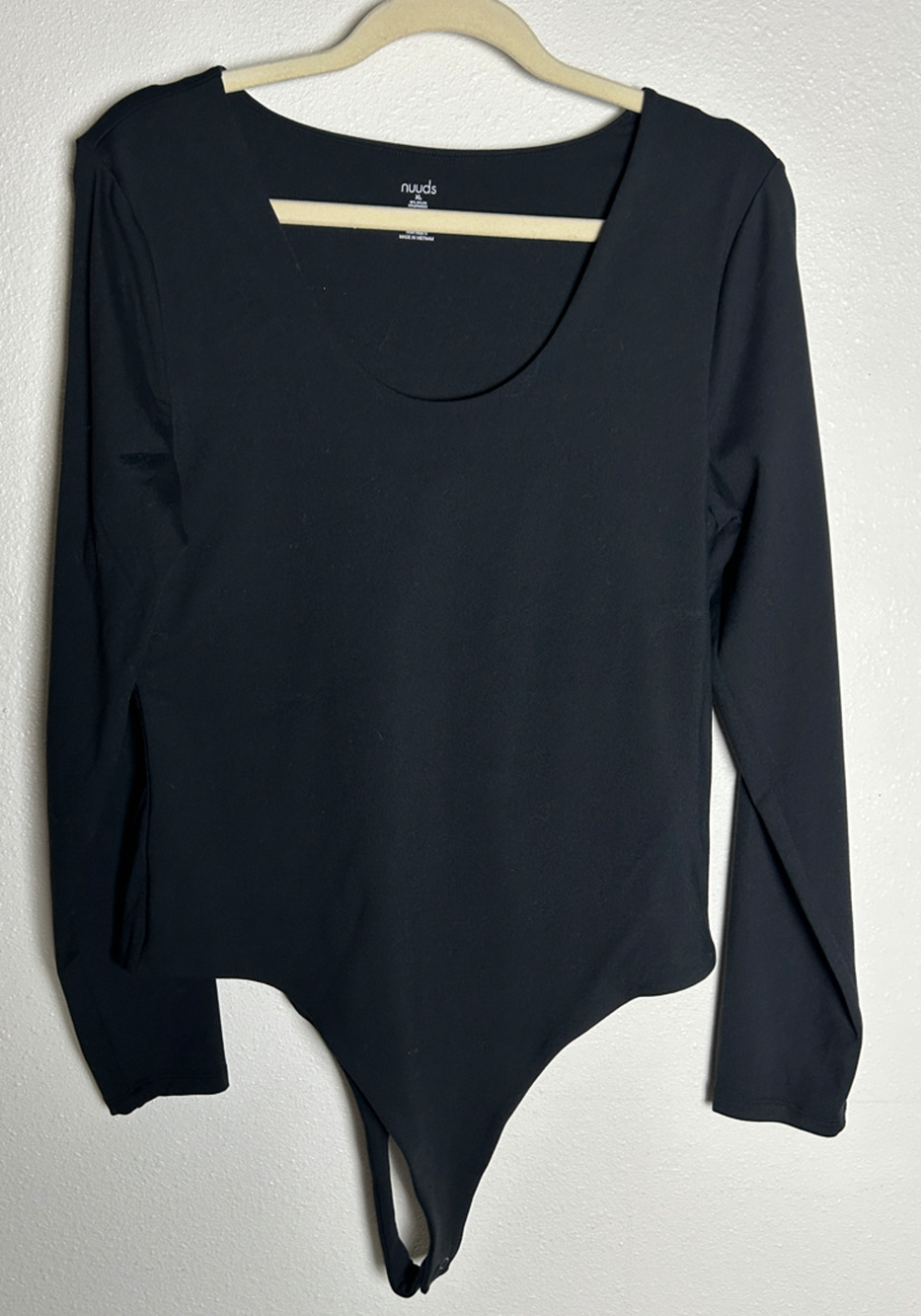 Nuuds Black Scoop Neck Classic Sliming Bodysuit Long Sleeved Size XL